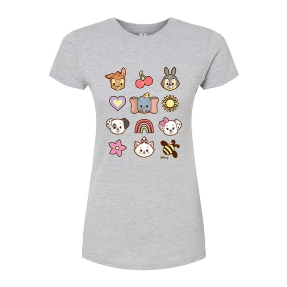 Disney Classics - Character Group With Icons - Juniors Fitted Graphic T-Shirt