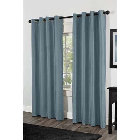 Luxurydiscounts 2 Piece Solid Slate Blue Faux Silk Blackout