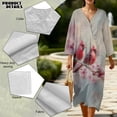 thumbnail image 5 of DISNIMO Maxi Dresses for Women Cardinal Print Linen Style Casual Dress V Neck Loose Shift Dress 3/4 Sleeve Midi Dresses, S, 5 of 6