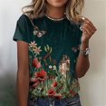 thumbnail image 1 of Puntoco moda adulta mujer cuello redondo manga corta tops camiseta estampados blusa suelta Puntoco Puntoco-7232, 1 of 6