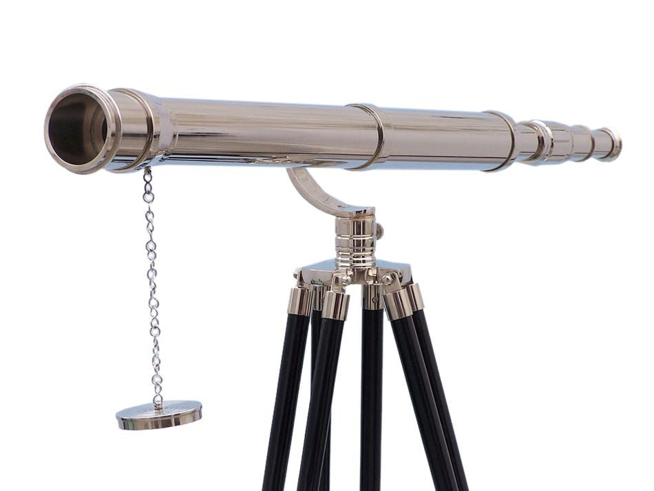Floor Standing Chrome Galileo Telescope 65" Nautical Decor Chrome