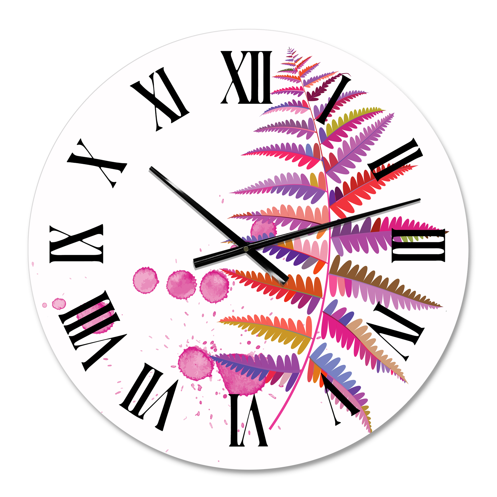 Designart 'Purple Fern' Farmhouse Wall Clock