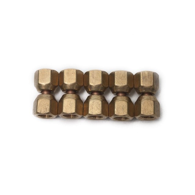 LTWFITTING latón 1/4 "" OD Flare forjado tuerca giratoria Unión latón Flare tubo montaje (paquete de 5)