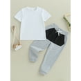thumbnail image 2 of Wassery Kids Boy Clothes Summer Outfit Short Sleeve Tops Elastic Waist Jogger Pants 2Pcs Big Boys Activewear Set 3-12 Years, 2 of 7