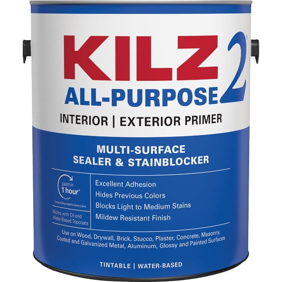 1PC KILZ 2 Latex Interior/Exterior Sealer Stain Blocking Primer 1 Qt., White