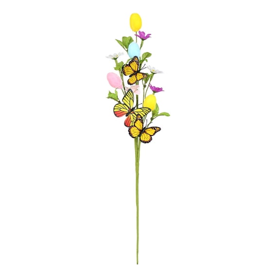 Easter Egg Picks Artificial Pastel Flower Stems with Colorful Butterflies Spray Vine Twig Branches for Easter Home Vase Table Centerpieces Wreath DIY Crafts