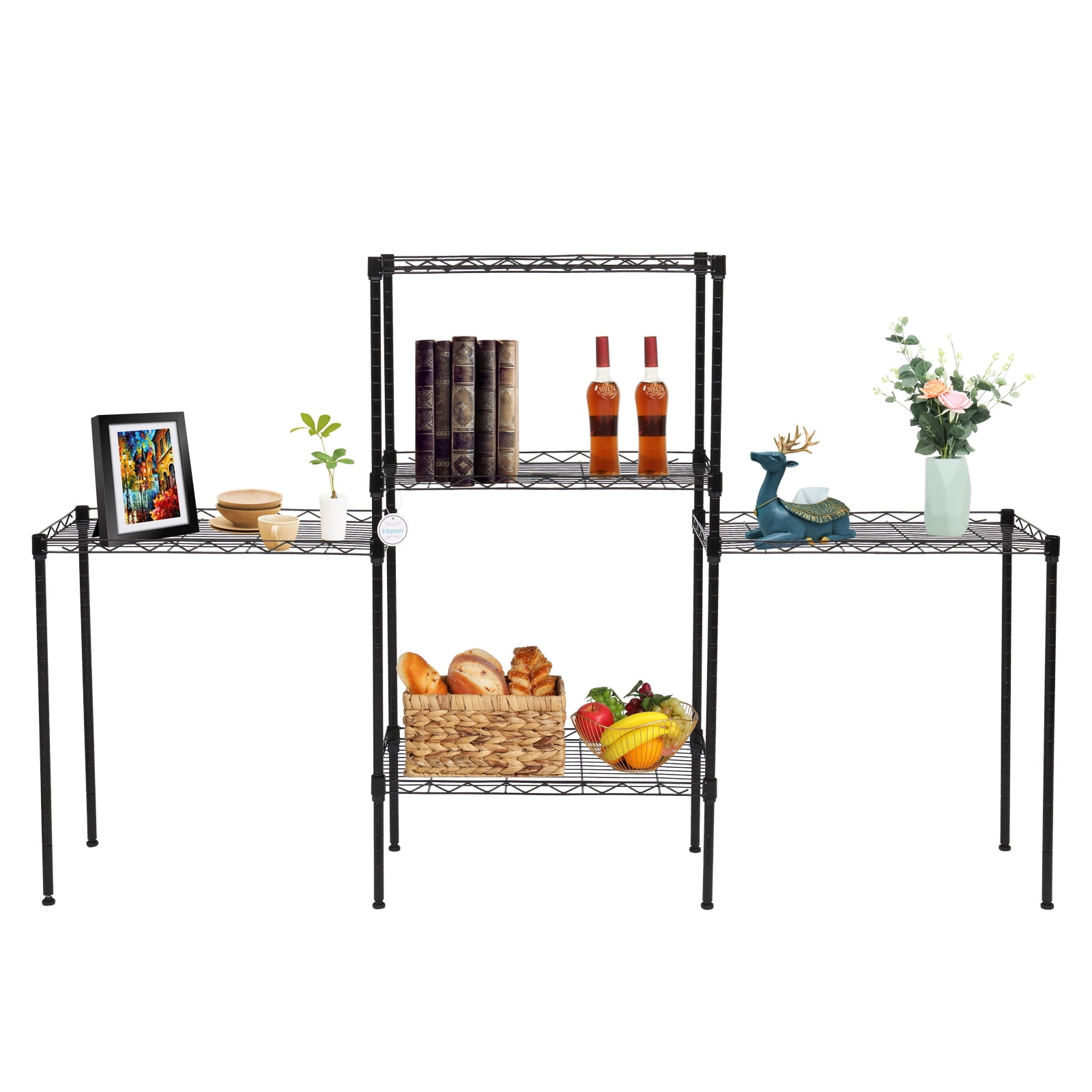 Storage Rack Floor Standing Carbon Steel Changeable Assembly, Black