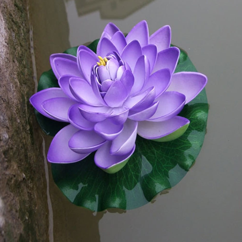 18cm Artificial Water Lily Floating Lotus Flower Pond Aquarium Decor