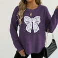 thumbnail image 5 of Karight Women's Casual Crew Neck Sweaters Pullover Embroidery Lace Butterfly Sweater Comfortable Long Sleeve Top, 5 of 6