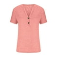 thumbnail image 4 of Chemise à Manches Courtes pour Femmes, Blouse Décontractée à Col en V Boutonnée, Haut d'Été Ample, 4 of 8