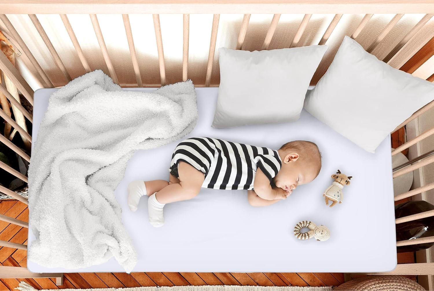 Utopia Bedding Crib Mattress Protector Zippered Pack of 2, 100% Waterproof Bed Bug and Dust Mite Proof Mattress Encasement, Absorbent 6 Sided Mattress Cover