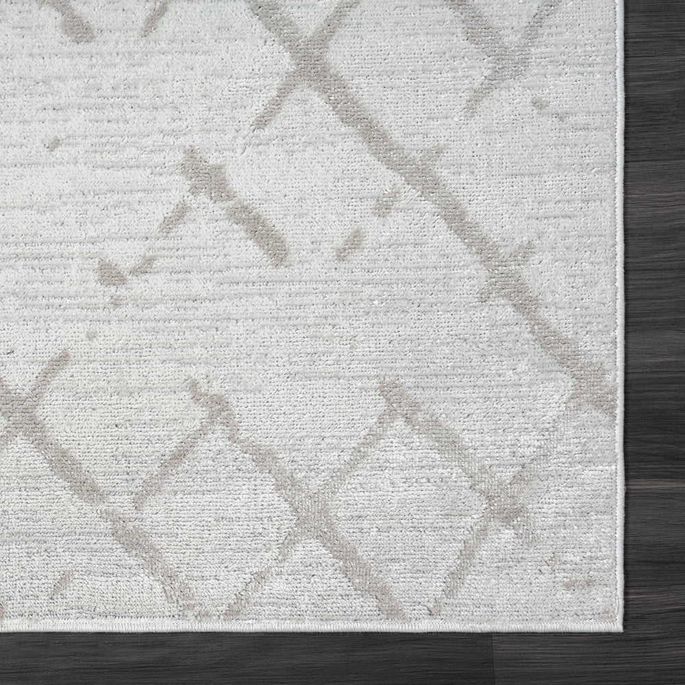 LR Home Carmen 7'9" x 9'9" Gray Geometric Stain Resistant Indoor Area Rug
