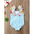 thumbnail image 4 of Aunavey Kids Toddler Baby Girl One Piece Swimsuit Beach Wear Striped Flamingo Tassels Swimwear Bathing Suits 0-7T, 4 of 6