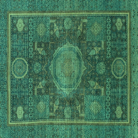 Ahgly Company Indoor Square Abstract Turquoise Blue Modern Area Rugs, 3' Square