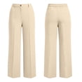 thumbnail image 2 of cocolona Womens A-line High Waist Dress Pants Button Zipper Waist Straight Wide Leg Work Pants Summer Business Casual Pants with Pockets, 2 of 5