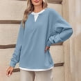 thumbnail image 3 of hxobax Womens Fall Pullover Tops Oversized Fleece Sweatshirt Long Sleeve Crewneck Jumper Tunic Shirt, 3 of 7