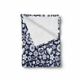 thumbnail image 2 of Navy Blue Soft Flannel Fleece Throw Blanket, Multi Designed Pattern with Hearts Butterflies Leafs and Dots Image, Cozy Plush for Indoor and Outdoor Use, 50" x 70", Navy Blue and White, by Ambesonne, 2 of 6