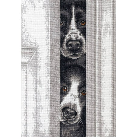 UPC: 0088677354008 | Dimensions Counted Cross Stitch Kit 10 X14 -Peeking Pups (14 Count)