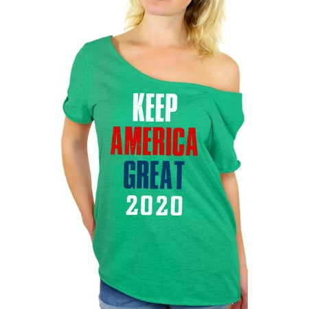 Awkward Styles Trump'20 Off The Shoulder Tshirt for Women Donald Trump USA Oversized Ladies Stylish Girls T Shirts Oversized Shirt Re-Elect Trump 2020 The Best American President (Best American Girl Knock Off)