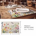 thumbnail image 3 of Placemats Set of 8, Wildflowers Woven Placemat, Linen Place Mats for Kitchen/Dining Tables, Spring Vintage Tulip Butterfly Floral Leaf Washable Table Mats for Party, 3 of 8