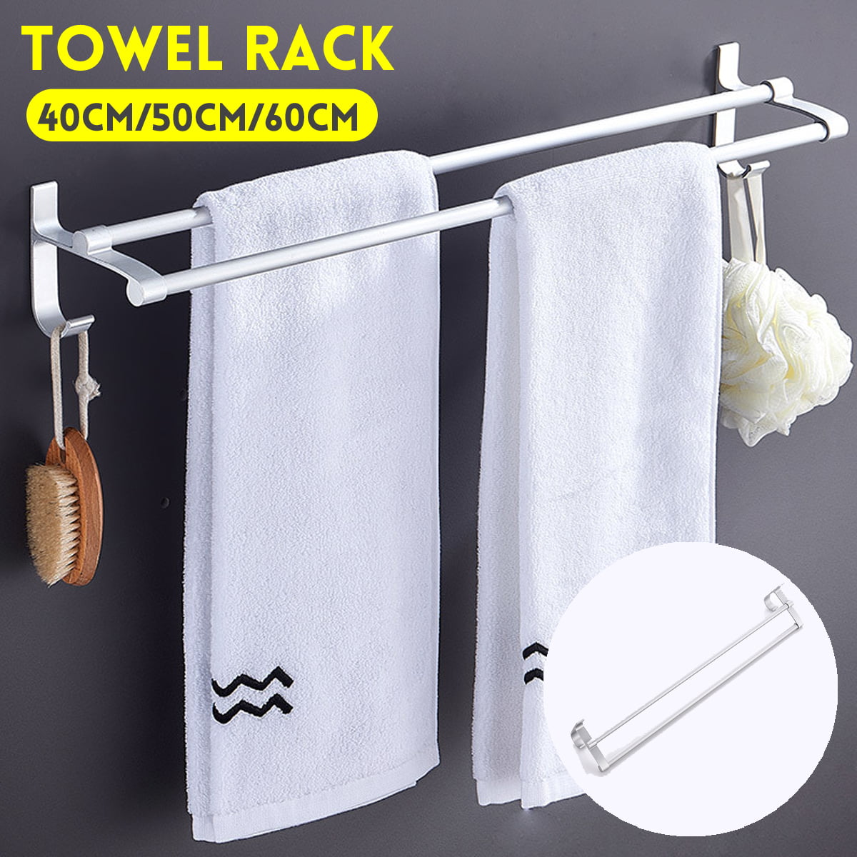 Rotatable Triangle Towel Racks Adhesive Wall-Mount Bathroom Hangers Stick Hooks 