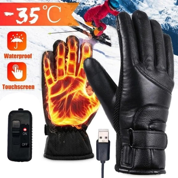 Electric USB Heated Gloves Winter Warming Thermal Ski Snow Hand Warm Windproof