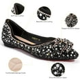 thumbnail image 3 of Women's Flats Shoes Rhinestone Pointed Toe Flats Comfort Low Wedge Dressy Flats Silver Bowknot Flats Light Weight Casual Ballet Shoes, 3 of 14
