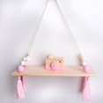 thumbnail image 3 of SHAR Handmade Wooden Shelf Hanging Rope Floating Shelf Home Office Flower Pot Holder Purple Bead Save Space, 3 of 4