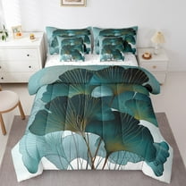 Erosebridal Green Ginkgo Leaf Bedding Twin Size,Modern Abstract Art Bed Set, Watercolor Minimalism Bedding Sets Twin Size,Microfiber Bedroom Decor,7pcs