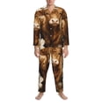 thumbnail image 3 of Balery Adorable Calf Butterflies Champagne Pijama para Hombre de Dos Piezas con Manga Larga, Conjunto de Dormir y Descanso Suave con Bolsillos-X-Large, 3 of 7