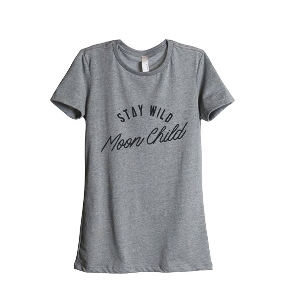 Thread Tank Stay Wild Moon Child Women's Relaxed Crewneck T-Shirt Tee Heather Grey Small