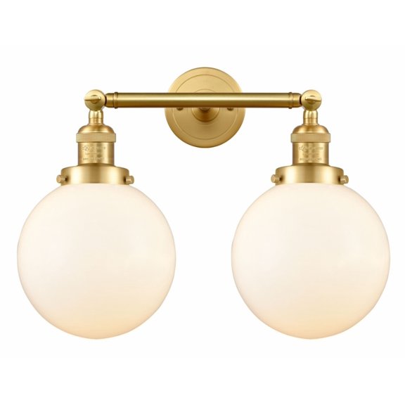 Innovations 208-SG-G201-8-LED Large Beacon 2 Light Bath Vanity Light part of the Franklin Restoration Collection, Satin Gold