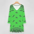 thumbnail image 4 of Green Paisley Bandana Pattern Long Sleeve Dresses For Women Vintage Elegant Party Dress Oversized V-neck Dress S-8XL, 4 of 7