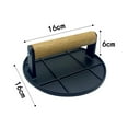 thumbnail image 6 of Pnellth Meat Press Heat-resistant Ergonomic Wooden Handle Food-grade Cast Iron Round Burger Press Kitchen Tool Meat Press Plate, 6 of 8