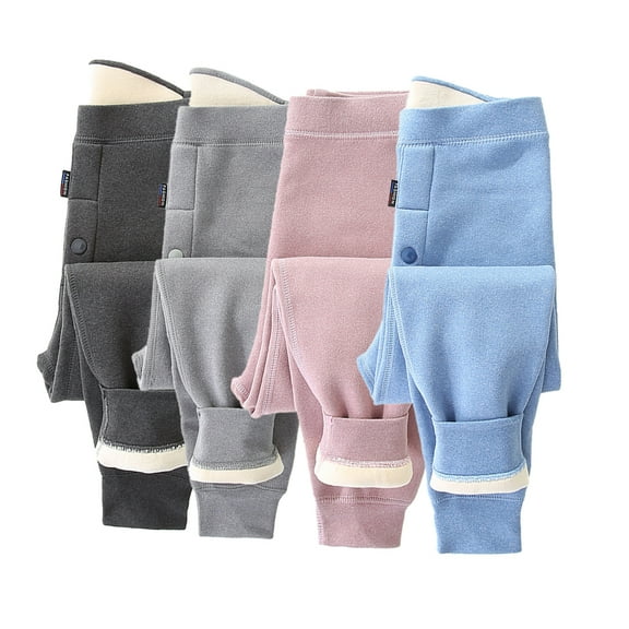 Godderr Kids Girls Boys Warm Leggings for Toddler Winter Cotton Pants Stretch Thickened Padded Pants for 4-14Y