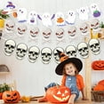 thumbnail image 4 of Halloween Decoration Banner Hanging Flags with Pumpkin Bat Ghost Designs and Ropes for Party Wall Ceiling Decor, 4 of 6