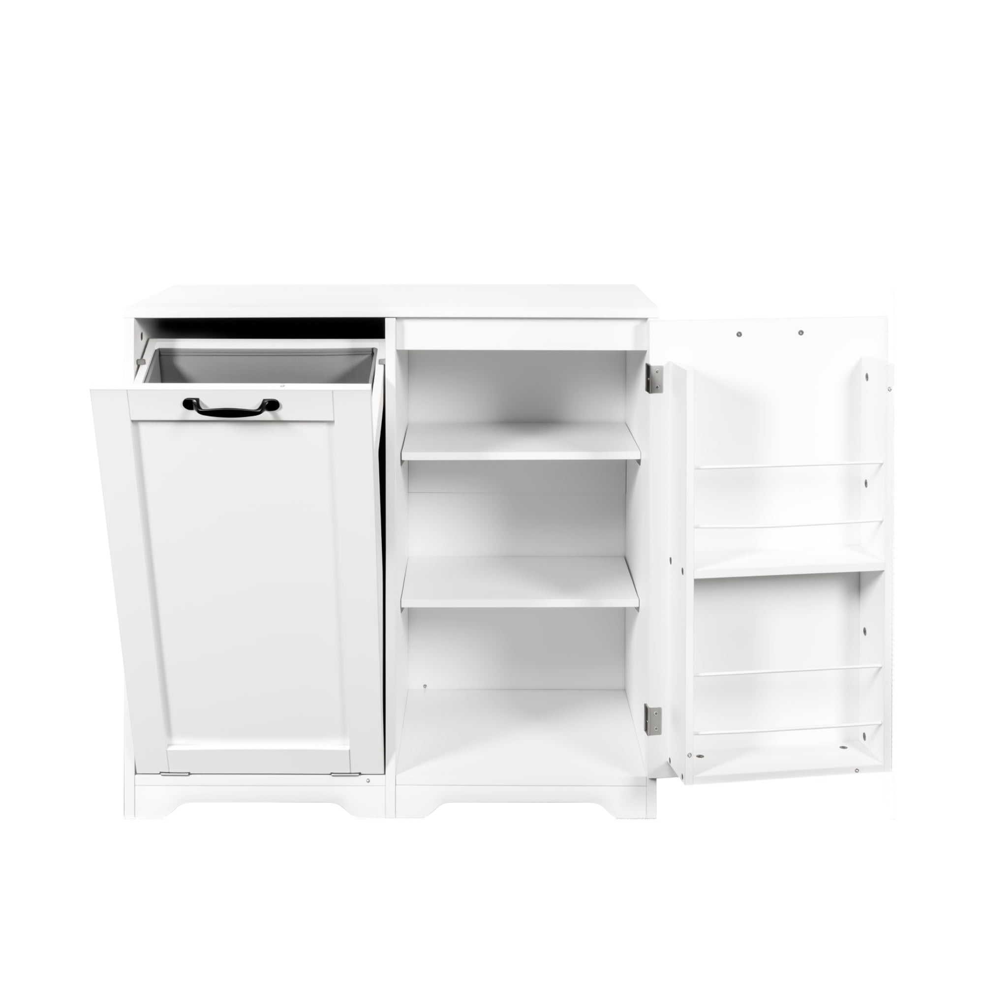 Mintazer Laundry Cabinet with Tilt Out Hamper & Doors, Bathroom Storage Cabinet with Adjustable Shelves, White