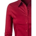 thumbnail image 5 of Made by Olivia Women's 3/4 Sleeve Stretchy Button Down Collar Office Formal Casual Blouse Shirts Top, 5 of 5