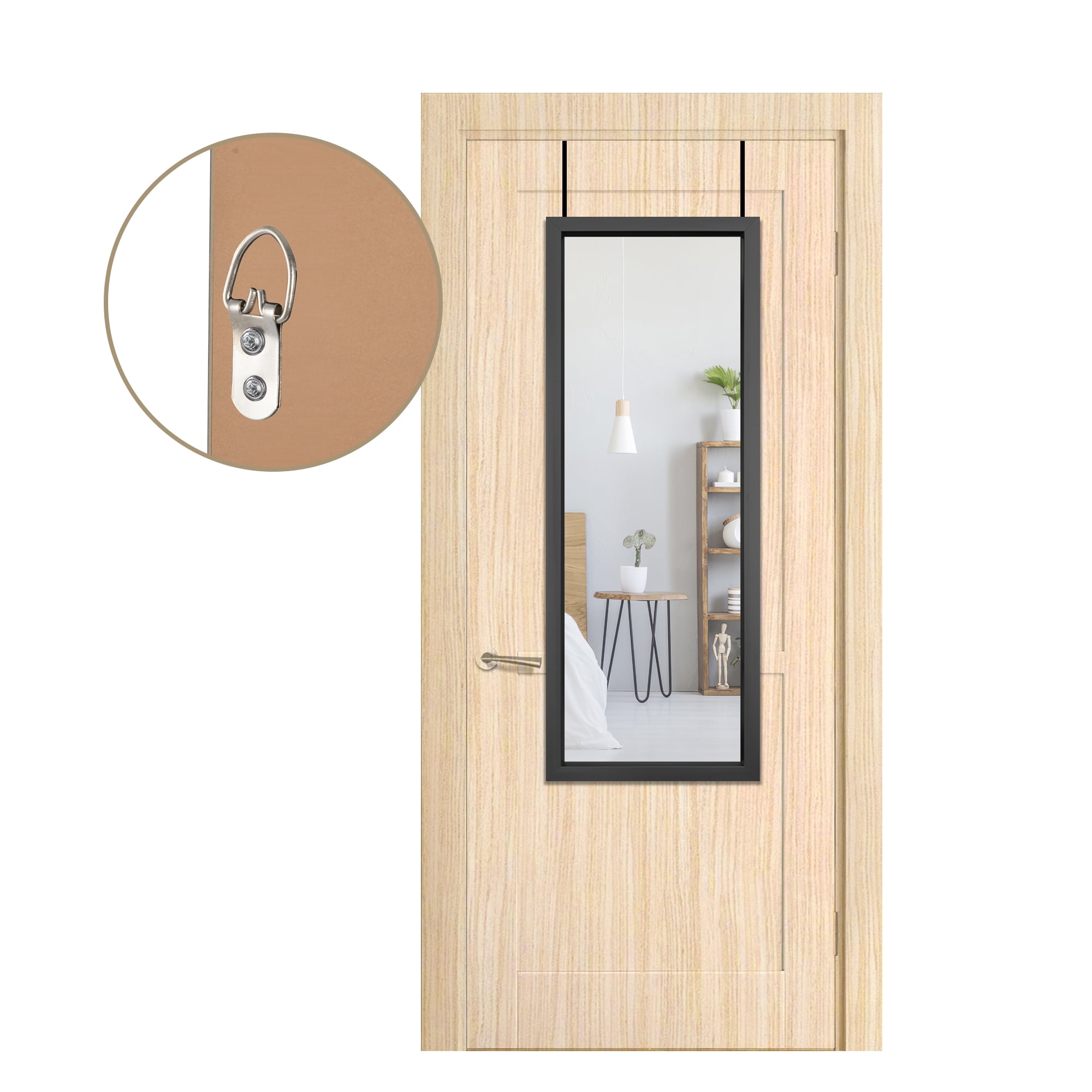 18" x 51" Rectangle Floor Length Mirror PS Frame Hanging Mirror for Door or Wall Black