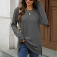 thumbnail image 3 of FAIWAD Long Sleeve Tops for Women Casual Crew Neck Long Sleeve Knitted Pullover Side Split Dressy Fall Winter Clothes, 3 of 8