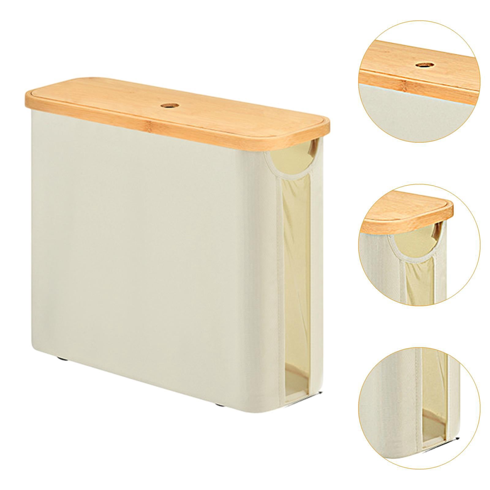 Fiocias Toilet Paper Holder Multifunctional Accessories Container with Bamboo Lid Toilet Beige