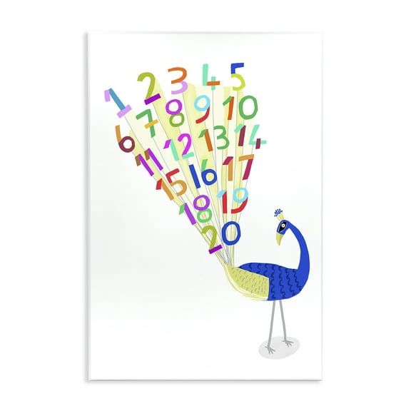 Stupell Industries Peacock with Numbers Animals & Insects Painting Unframed Art Print Wall Art, 10 x 15