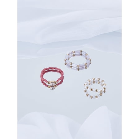 3Pcs Acrylic Plastic Pearl Finger Rings Set for Women Gifts 16~18mm colorful DIY