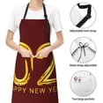 thumbnail image 6 of Pofeuu 2025 New Year 4 Print Waterproof Apron with Pockets Adjustable Cooking Aprons Kitchen Bib for Baking Household Cleaning, 6 of 8