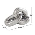 thumbnail image 4 of 11" x 6" Silver Ceramic 3 Link Chain Sculpture, by DecMode, 4 of 14