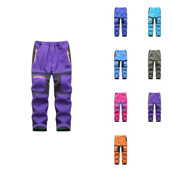 Kids Baby Boys Girls Patchwork Ski Pants - Thickened Warm Winter Trouser with Pockets, Regular Fit Casual Snow Pants Suit