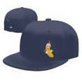 thumbnail image 4 of DouZhe Flat Brim Cap Snapback Hat, Smile Fun Banana Prints Adjustable Blue Adult Baseball Cap, 4 of 6