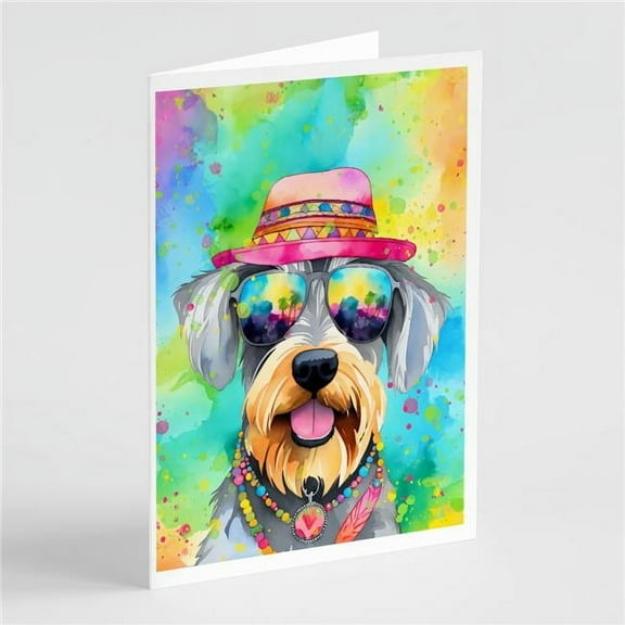 Schnauzer Hippie Dawg Greeting Cards Pack of 8 7 in x 5 in