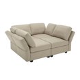 thumbnail image 4 of Llinc Store 62" x 56.9" Modular Sectional Sofa Couch Daybed with Storage, Sleeper Sofa Bed Couch with Reversible Chaise Ottomans, Adjustable Arms and Backs, Beige, 4 of 9