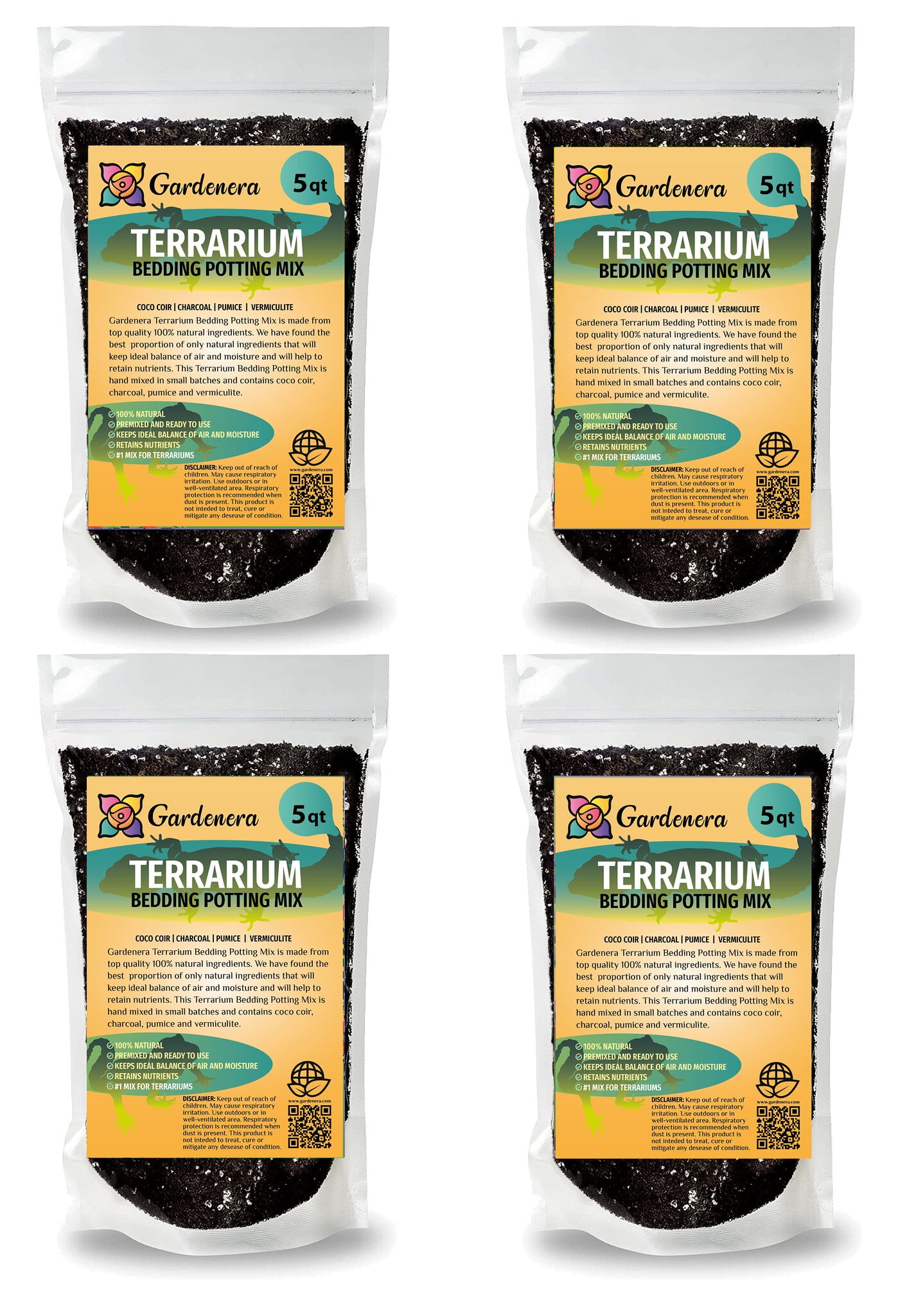 ⭐ GARDENERA Terrarium Bedding Custom Blend of Coco Coir, Charcoal
